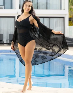Beach-Kimono Leaf black