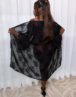 Beach-Kimono Leaf black