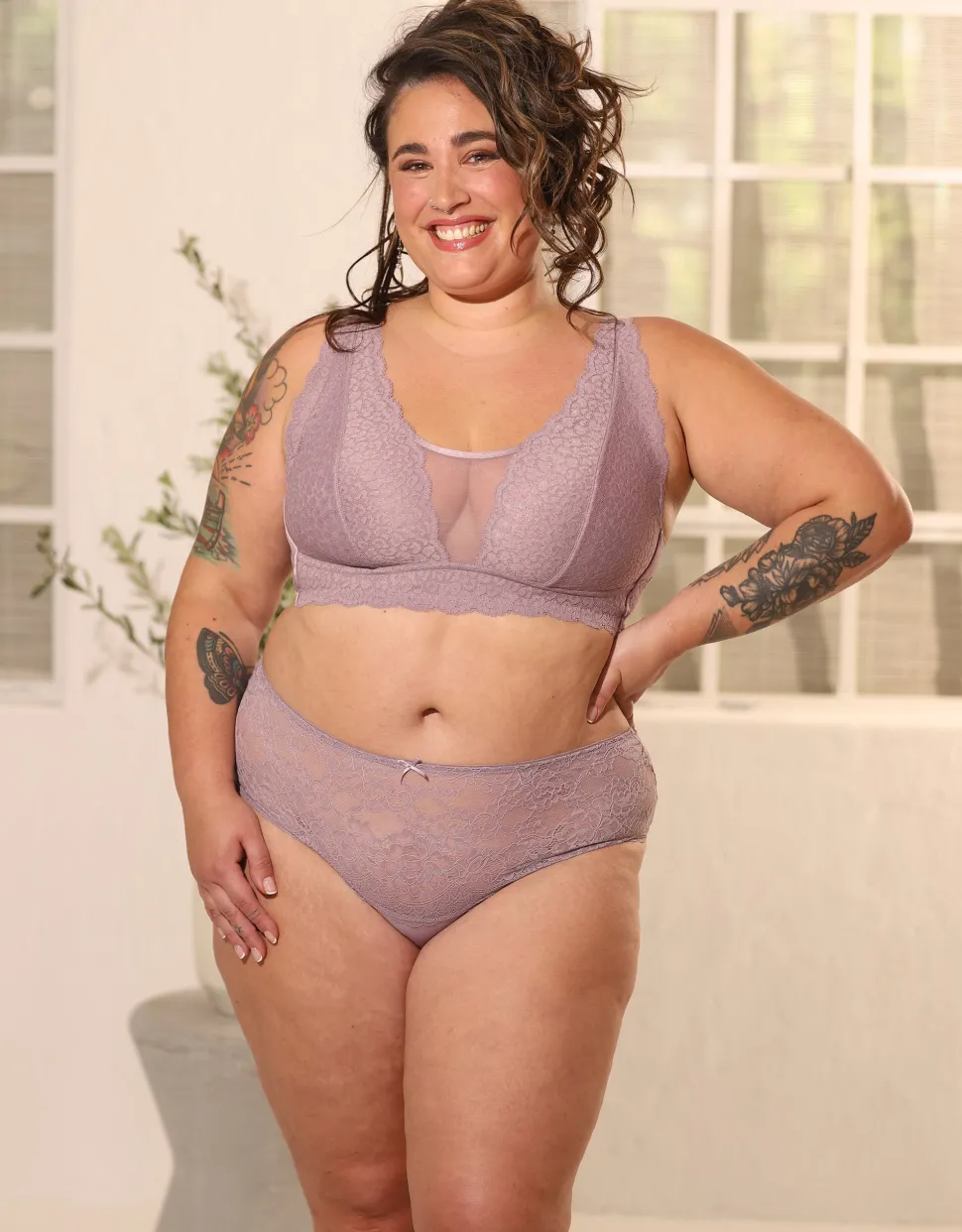 High-Panty Lace Basic violetgrey