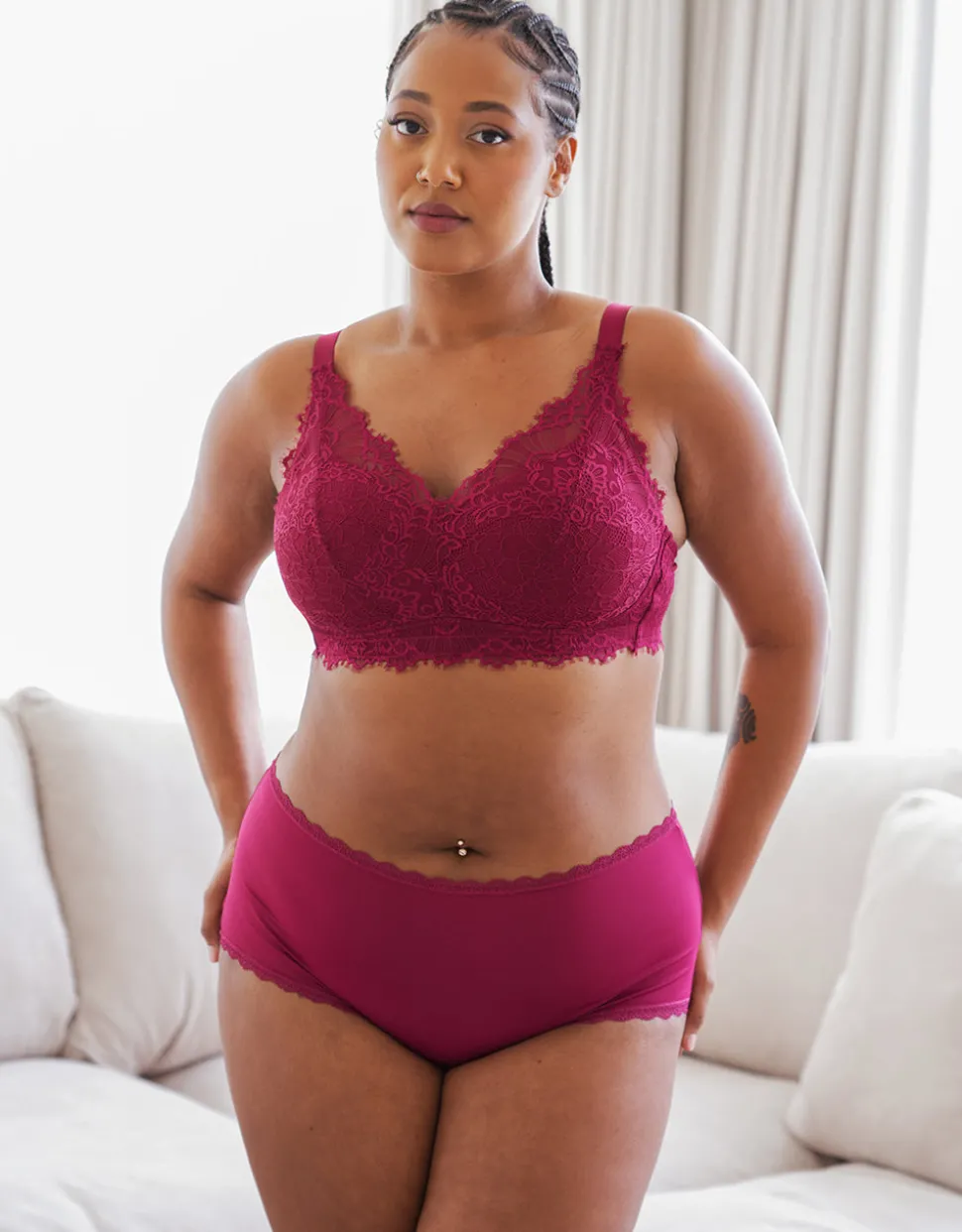 High-Panty-Set 2x Basic bordeaux