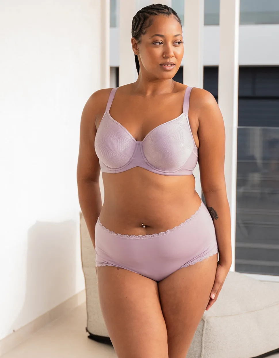 High-Panty-Set 2x Basic violetgrey