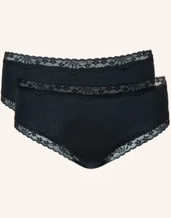 High-Panty-Set 2x Cotton-Lace Basic black