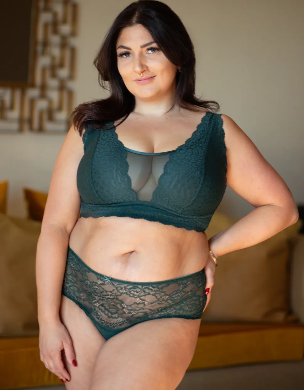 High-Panty-Set 2x Lace Basic forest