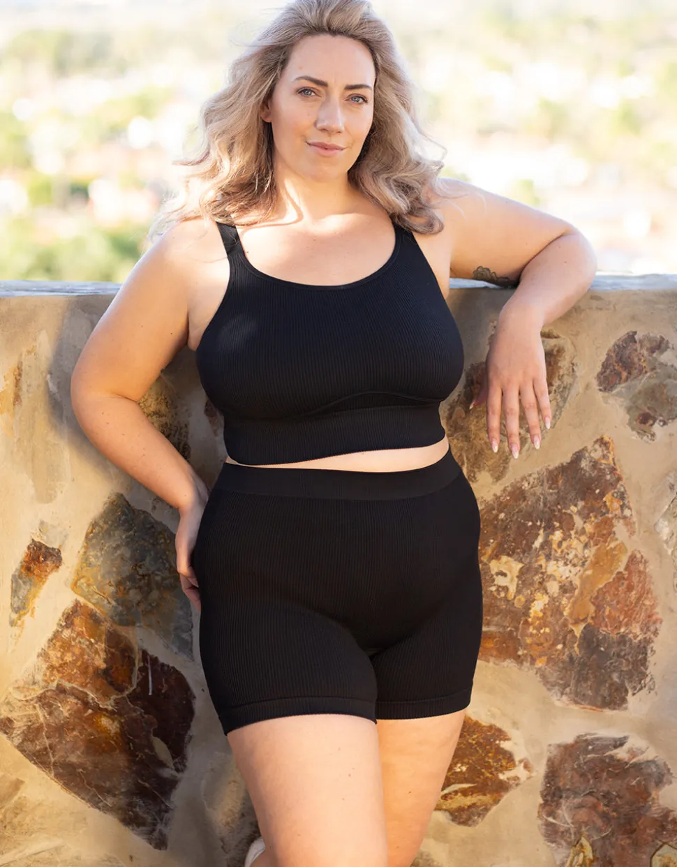 High-Waist-Shorts-Set 2x Freeda black